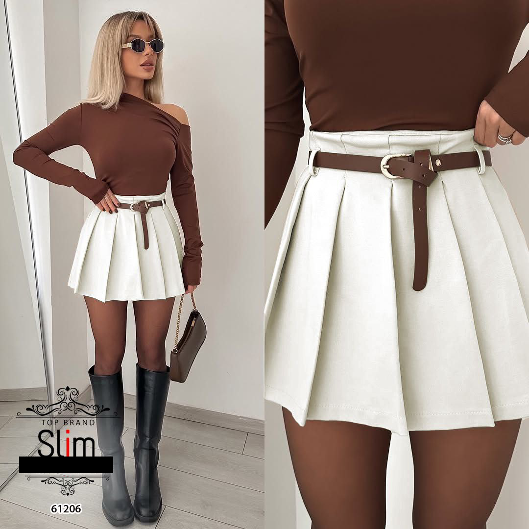 دامن پلیسه + کمربند SLIM کد : 61206