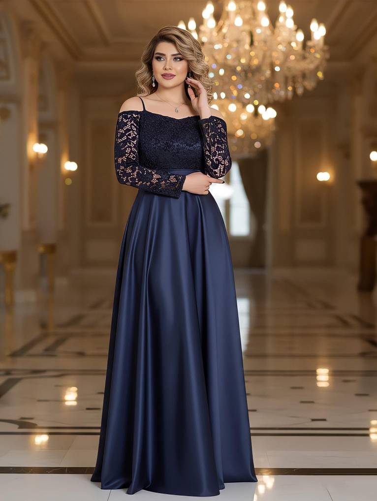 لباس مجلسی زنانه گیپور ماکسی مدل ساغر کد ۵۵۵