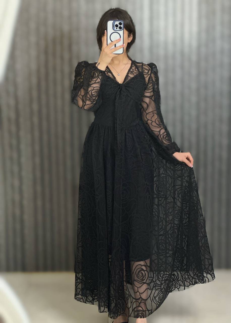 لباس مجلسی زنانه مشکی مدل شکوفه
