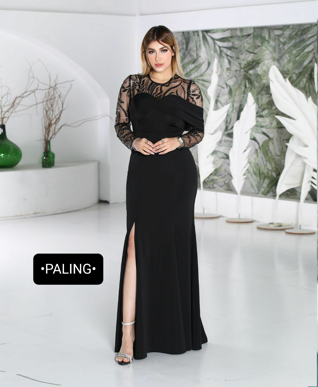 لباس مجلسی زنانه ماکسی مشکی مدل سونیا کد ۰۰۴۶