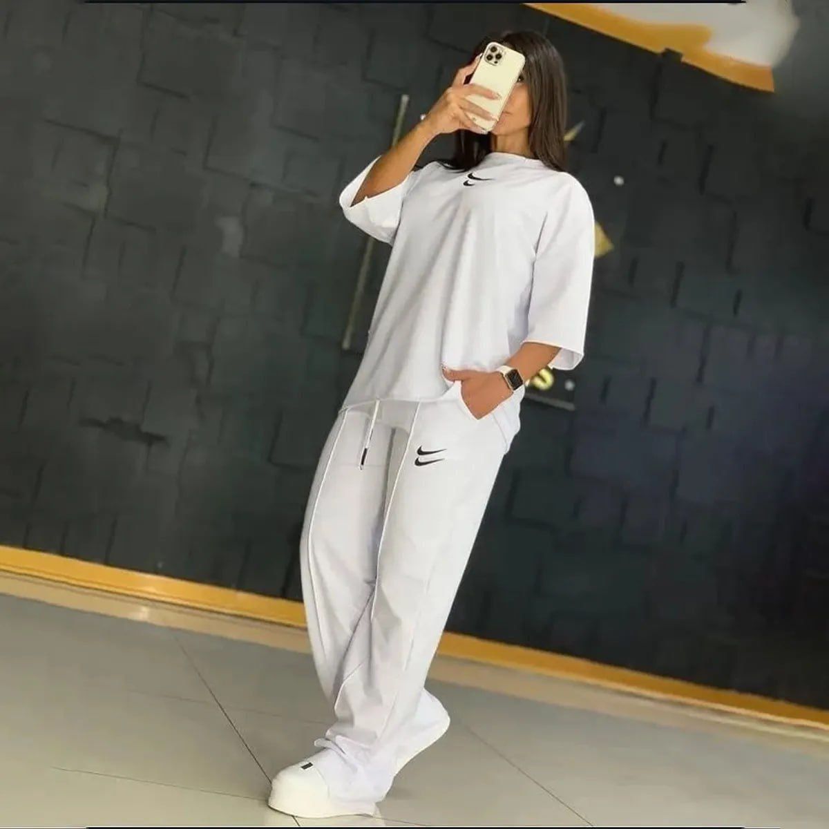 ست اسپرت زنانه تیشرت و شلوار نایکی کد P1_10106
