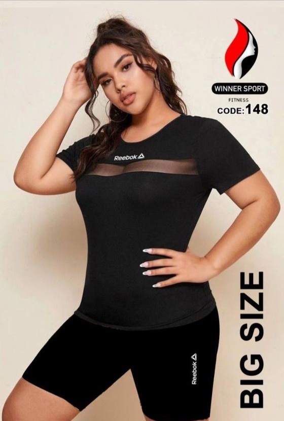 ست ورزشی زنانه تیشرت شلوارک بزرگ سایز کد P1_148