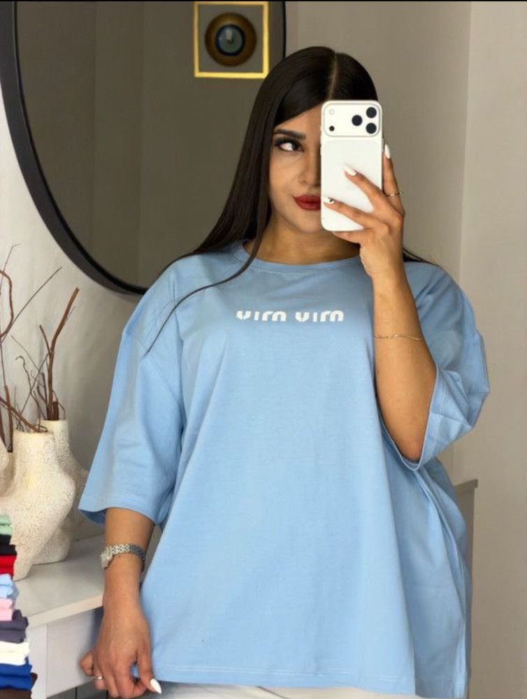 تیشرت زنانه کاپلی باکسی چاپی  کد B3_80303