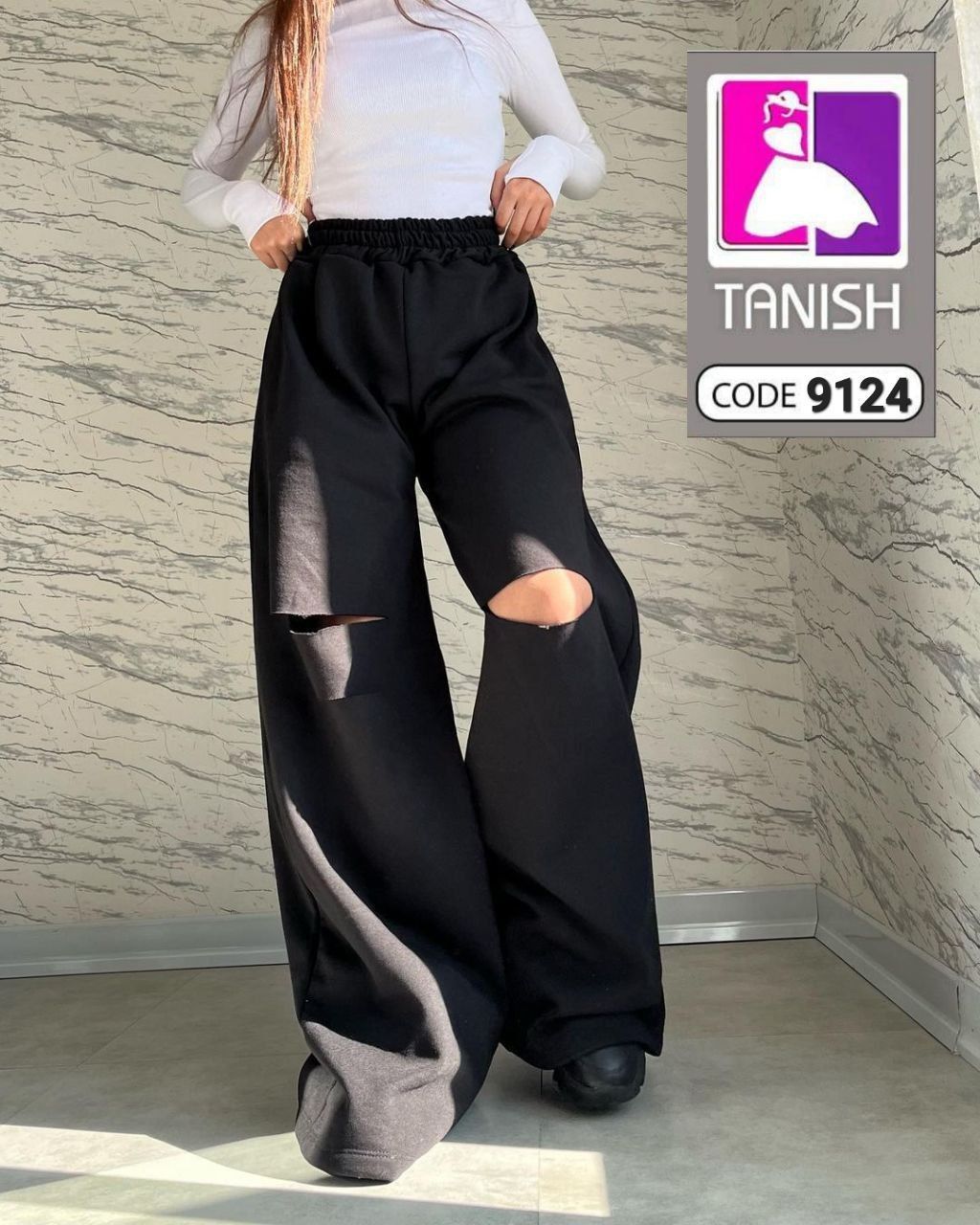 شلوار زنانه بگ زاپدار مشکی کد T2_9214