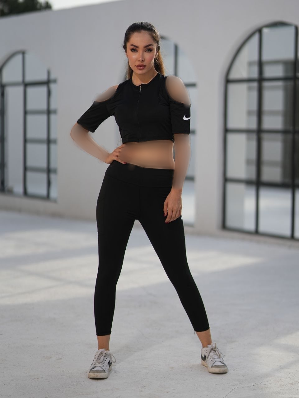 ست زنانه کراپ و لگ نایکی جیبدار کد P1_10