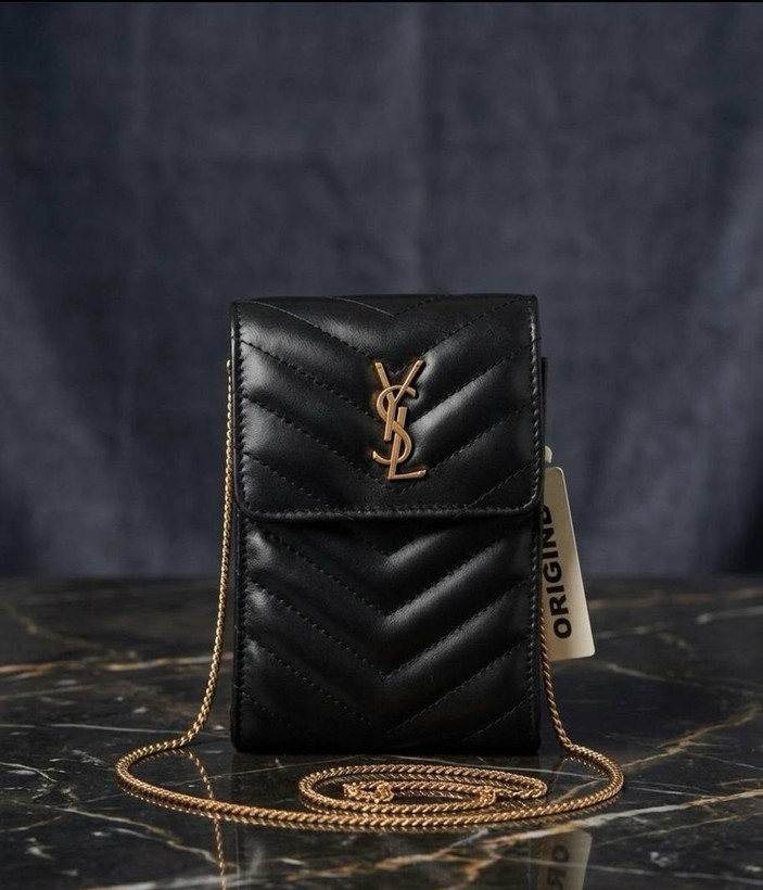 جا موبایلی YSL گلدوزی چرم گلدوزی کد S2_۰۱۰۱۵۰
